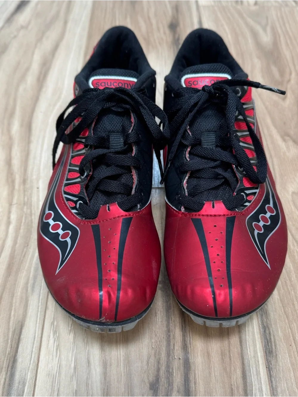 Saucony Spitfire Men's Track & Field Cleats Red & Black Sprint Racing Size 10